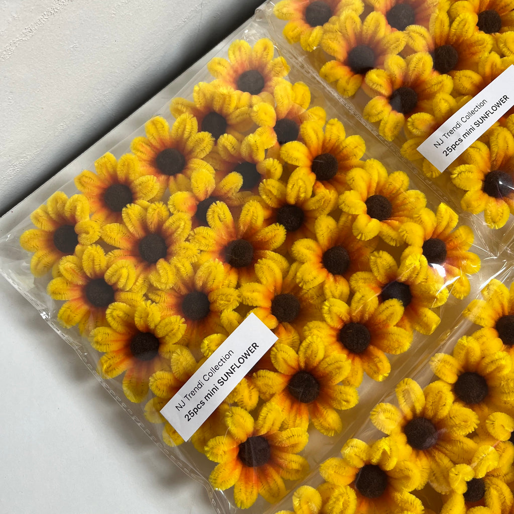 25pcs Fuzzy Mini Sunflower | Handmade with Love