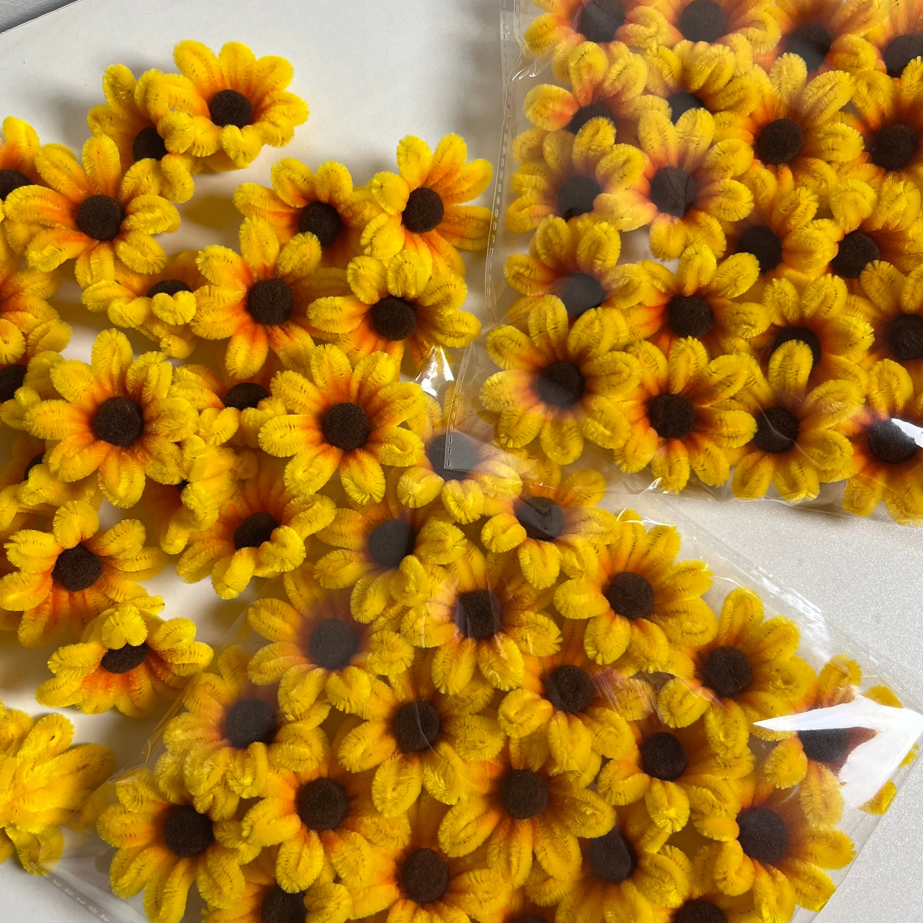 25pcs Fuzzy Mini Sunflower | Handmade with Love